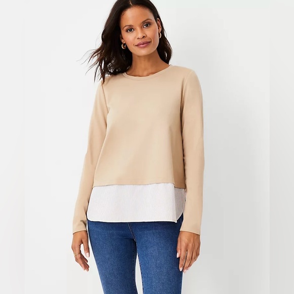 Ann Taylor Tops - Ann Taylor Striped Layered Mixed Media Top NWT!